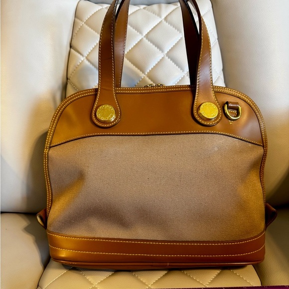 Brown and Tan Canvas and Leather Dooney & Bourke Handbag - Picture 4 of 9